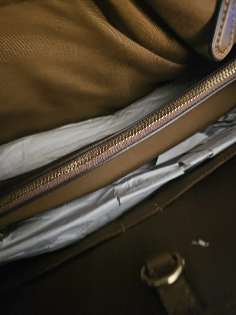 Coach Brown Signature Canvas Shoulder Tote with Tan Leather Trim